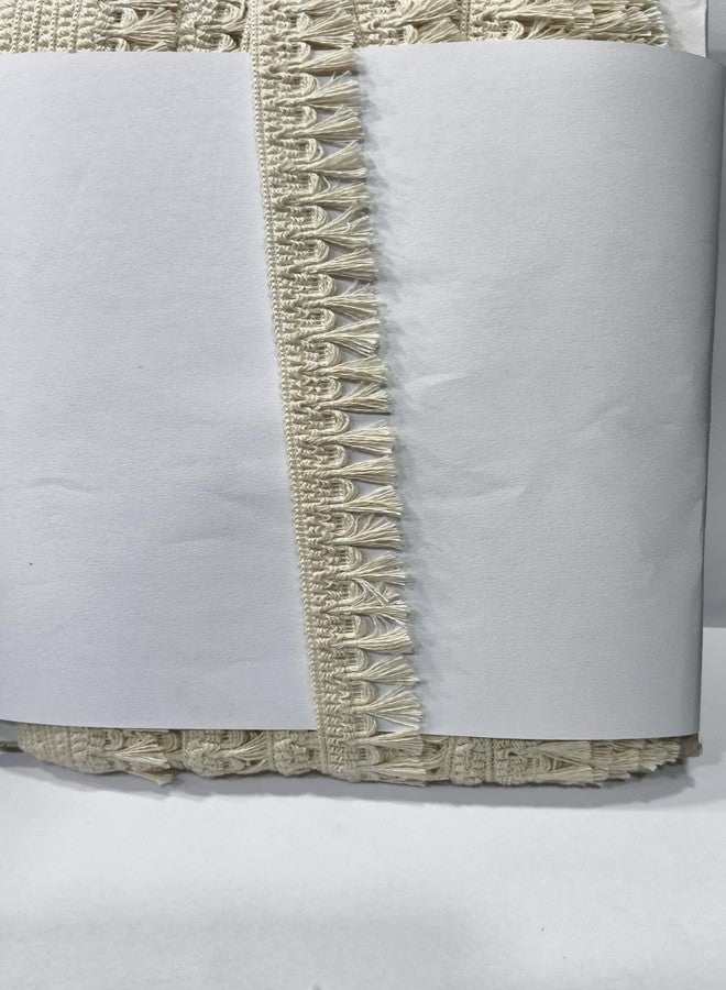PREMDAS LACES Premdas lace Cotton Off White, Cotton Dyeable Lace Trim, Neutral Color Lace, Home Decor, Scarf Trim, Rustic Style, Tassel Fringe 18 Meter (Off White) - Image 2